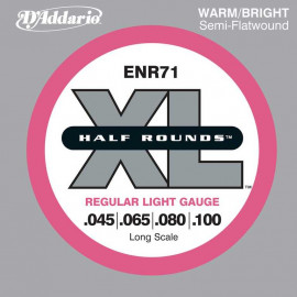 ENR71 Half Rounds Комплект струн для бас-гитары, Regular Light, 45-100, D'Addario - ENR71 Half Rounds Комплект струн для бас-гитары, Regular Light, 45-100, D'Addario