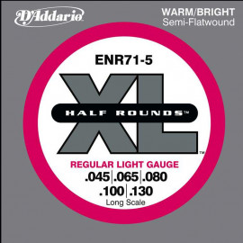 ENR71-5 Half Rounds Комплект струн для 5-струнной бас-гитары, Regular Light, 45-130, D'Addario - ENR71-5 Half Rounds Комплект струн для 5-струнной бас-гитары, Regular Light, 45-130, D'Addario