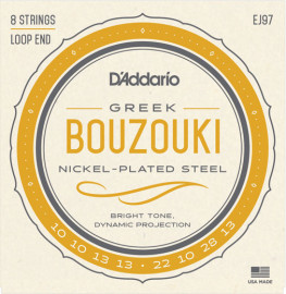 EJ97 Комплект струн для греческого бузуки, никелированные, 10-28, D'Addario - EJ97 Комплект струн для греческого бузуки, никелированные, 10-28, D'Addario